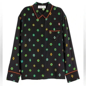 Kenzo x H&M Pure Silk Patterned Button Up Top | 2